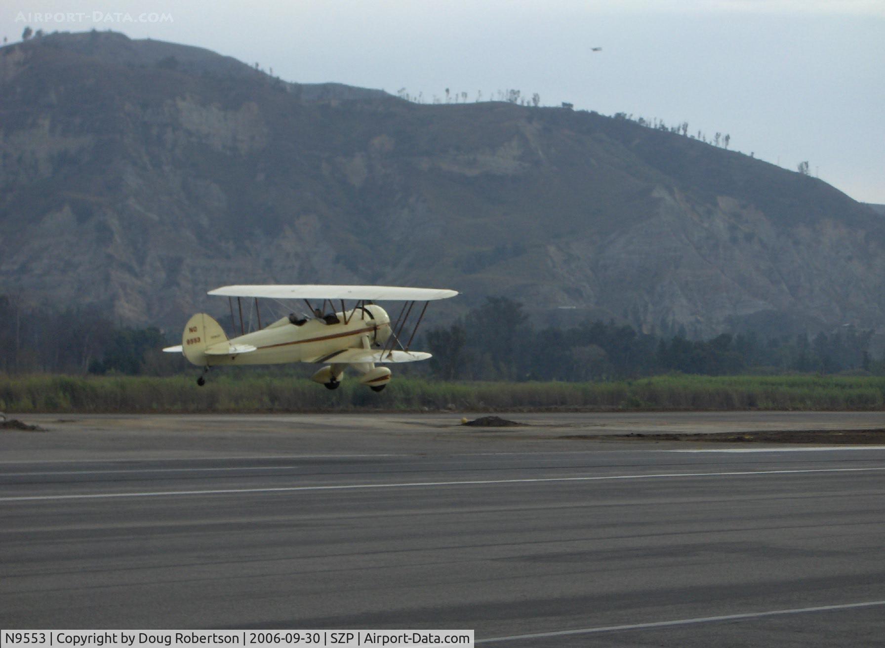 N9553, 1929 Waco ATO TAPERWING C/N A-44, NuWaco ATO TAPERWING semi-replica, Jacobs R755 B-2 275 Hp, takeoff practice Runway 22