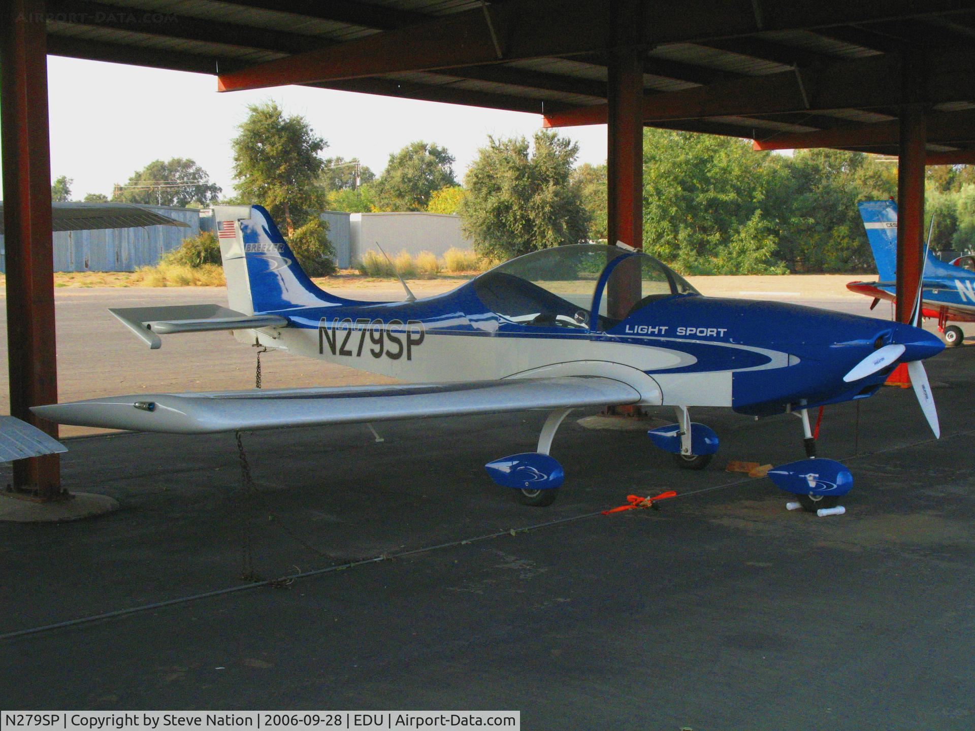 N279SP, Breezer Light Sport Aircraft C/N 001LSA, 2006 Aerosport Breezer under cover @ University Airport (Davis), CA