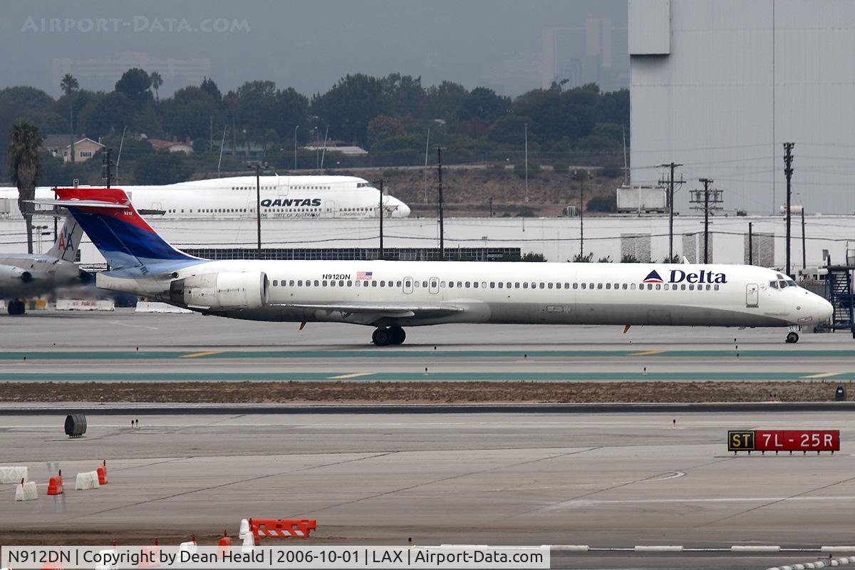 N912DN, 1996 McDonnell Douglas MD-90-30 C/N 53392, Delta Airlines N912DN taxiing to the gate after arrival on the North complex from Salt Lake City Int'l (KSLC) as FLT DAL377.