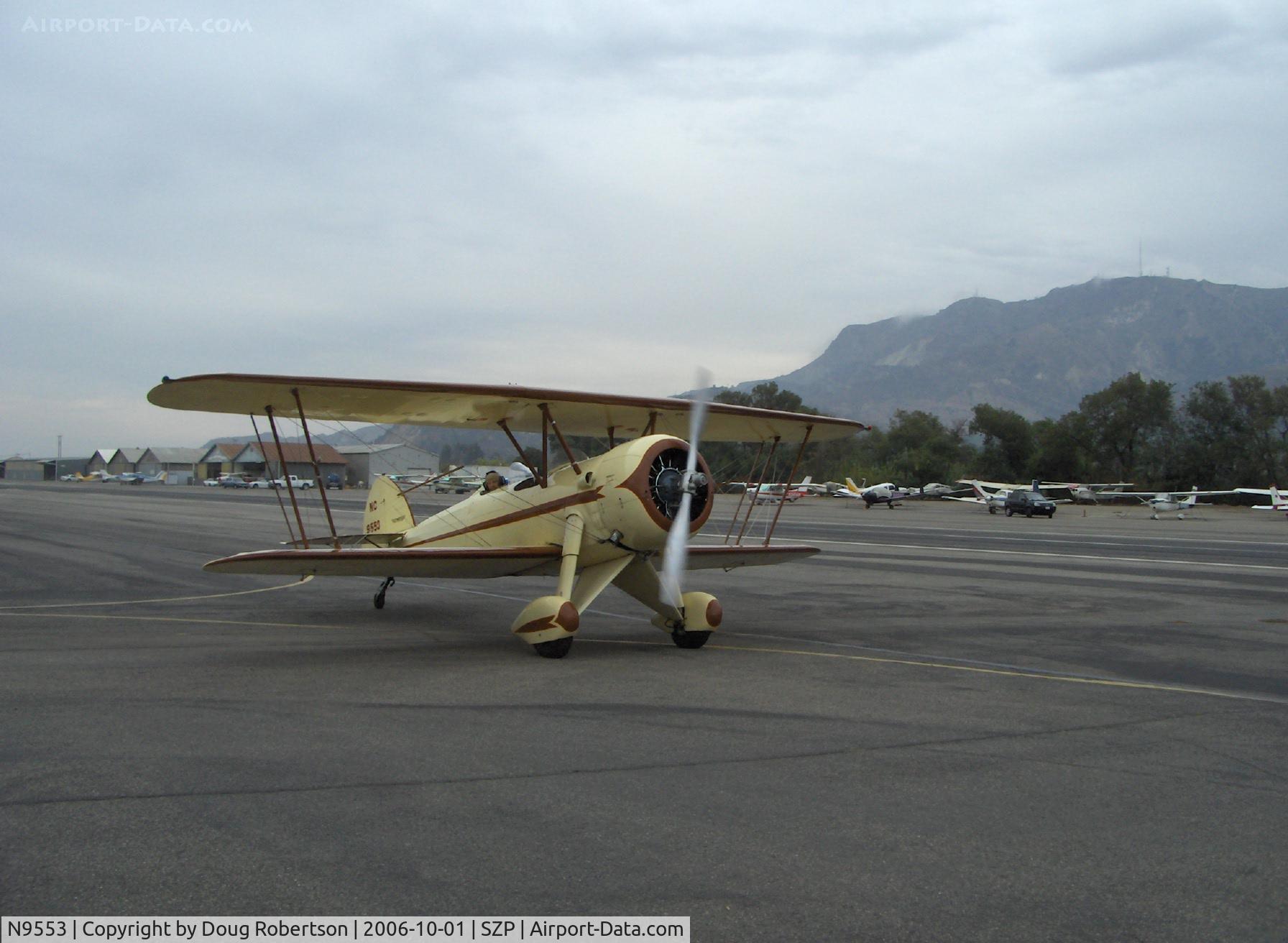 N9553, 1929 Waco ATO TAPERWING C/N A-44, NuWaco ATO TAPERWING semi-replica, Jacobs R755 B-2 275 Hp upgrade, taxi