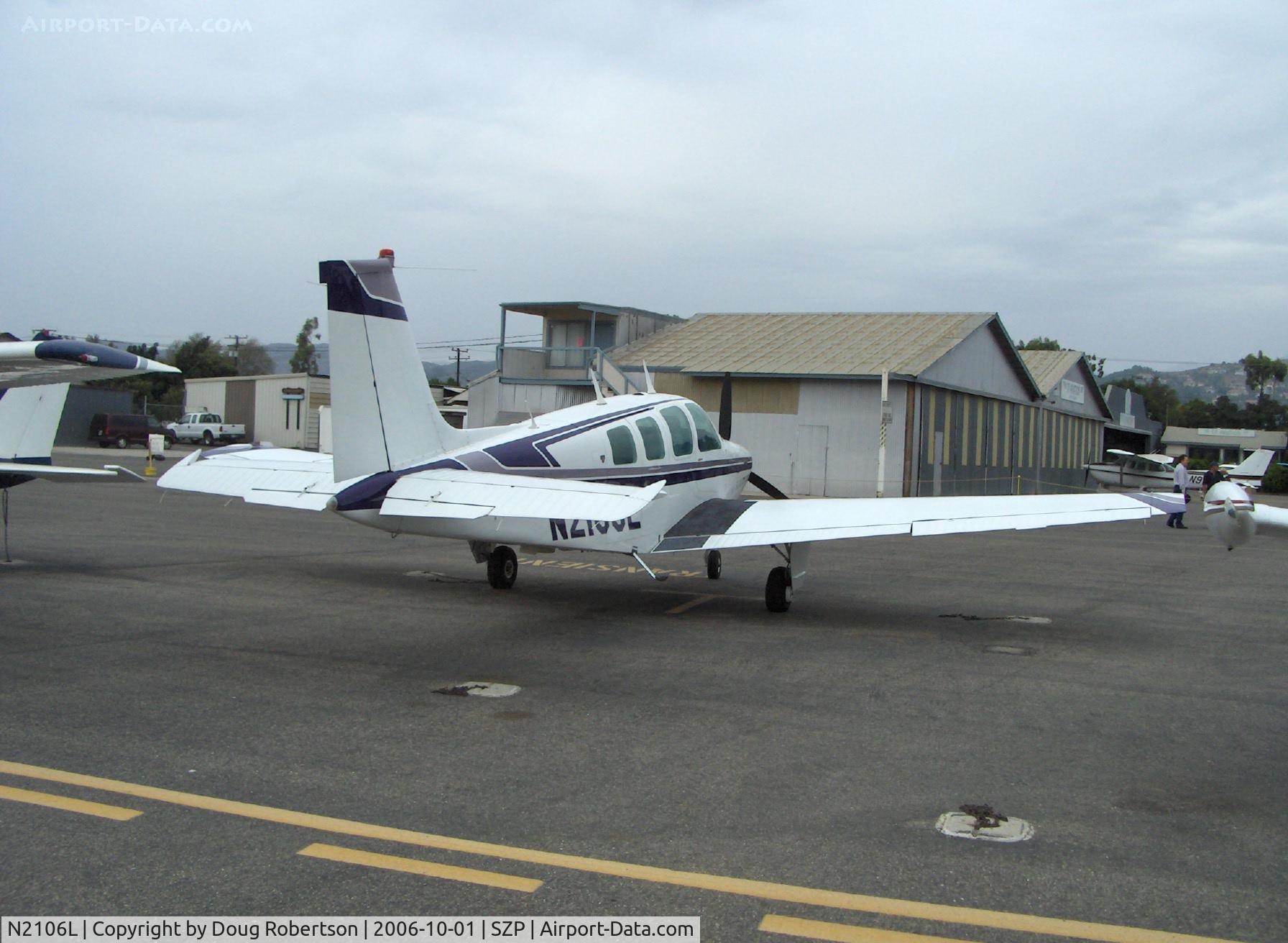N2106L, 1976 Beech A36 Bonanza 36 C/N E-878, 1976 Beech A36 BONANZA, Continental IO-520-BA 285 Hp