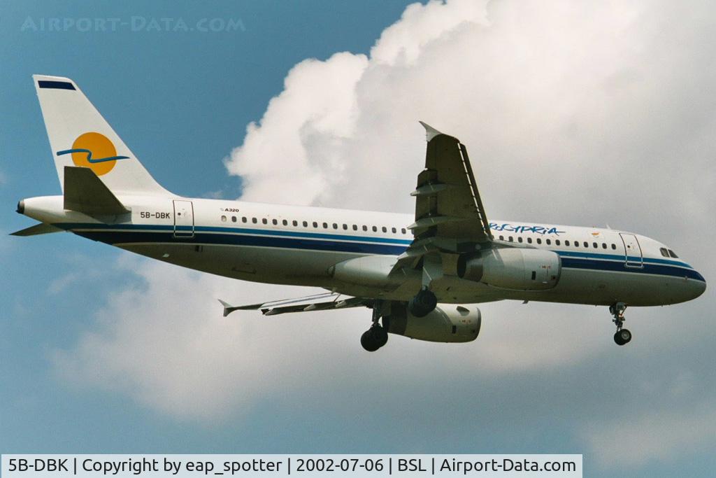 5B-DBK, 1993 Airbus A320-231 C/N 430, on final for runway 34