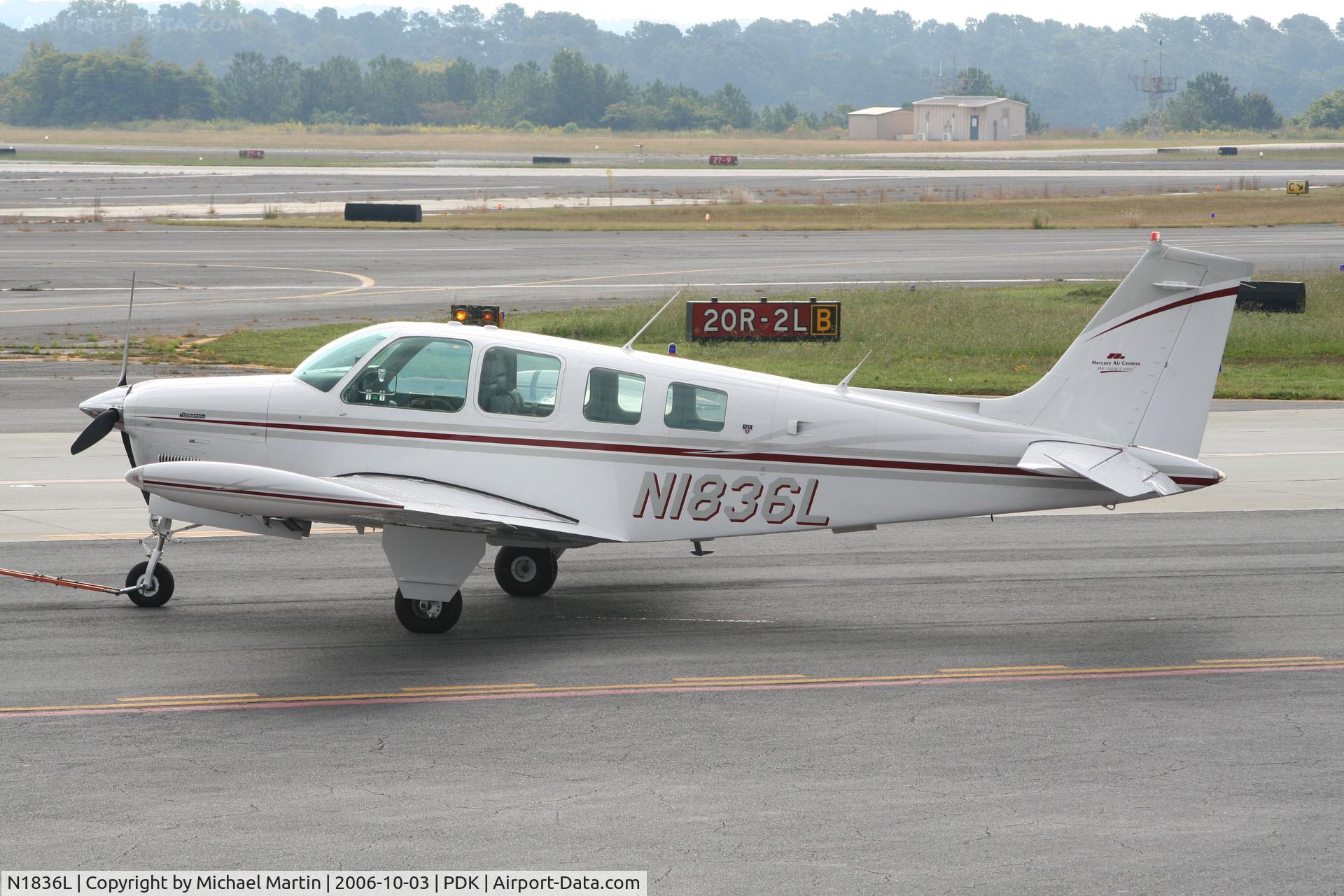N1836L, 1977 Beech A36 Bonanza 36 C/N E-1111, Being repositioned at Mercury Air Center