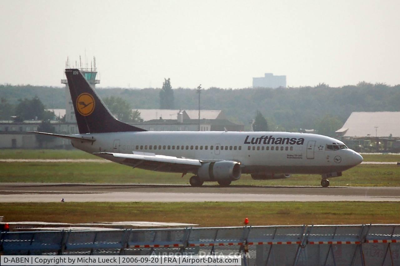 D-ABEN, 1991 Boeing 737-330 C/N 26428, Just landed, thrust reversers deployed