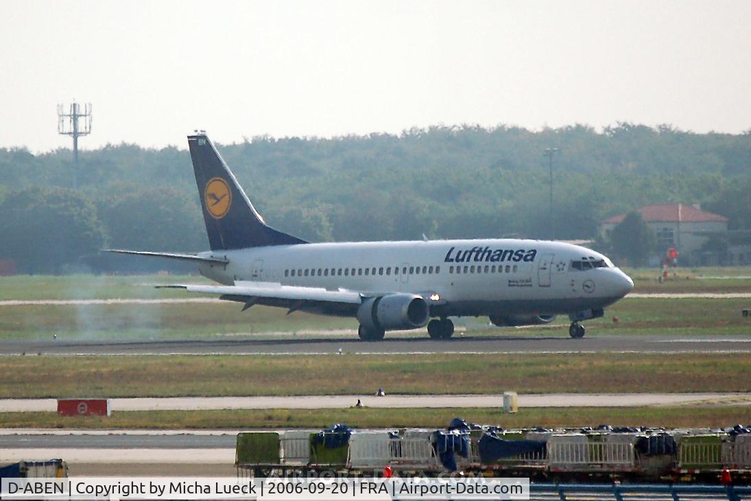 D-ABEN, 1991 Boeing 737-330 C/N 26428, Just landed, thrust reversers deployed