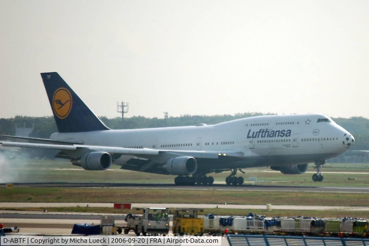 D-ABTF, 1991 Boeing 747-430M C/N 24967, Burning rubber in Frankfurt