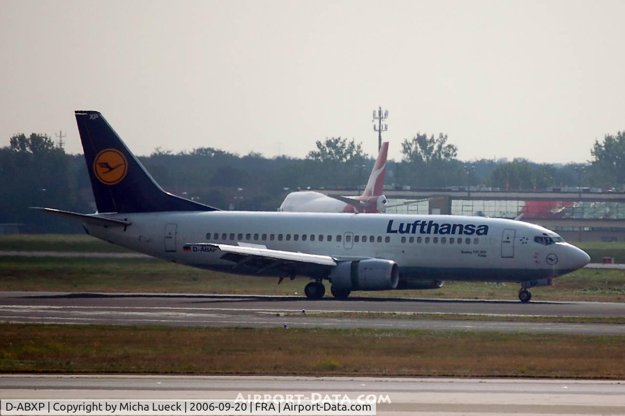 D-ABXP, 1988 Boeing 737-330 C/N 23874, Just landed, thrust reversers deployed