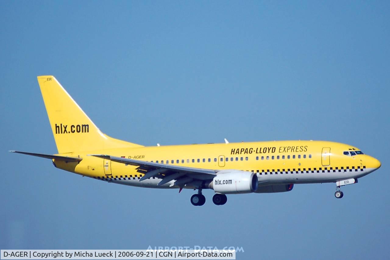 D-AGER, 1998 Boeing 737-75B C/N 28107, On finals at Cologne/Bonn