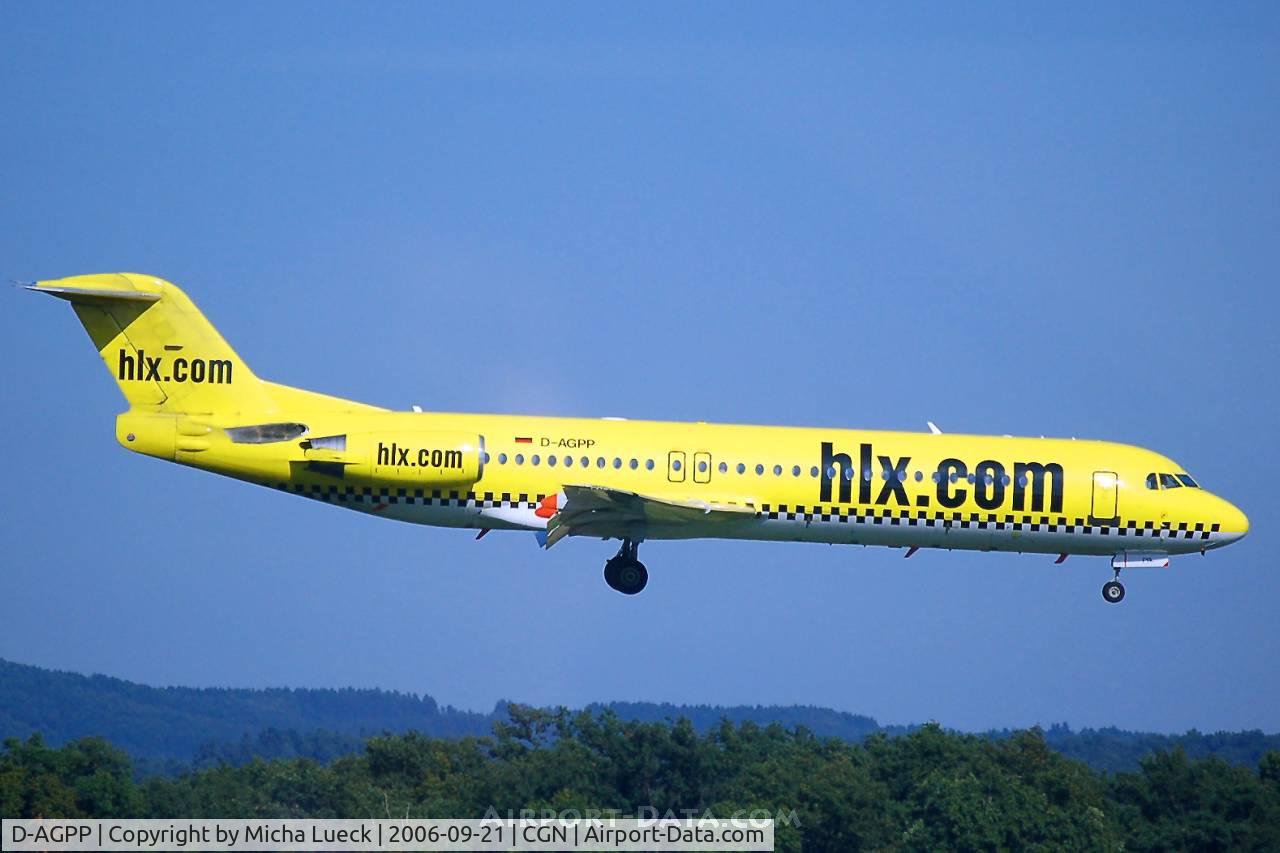 D-AGPP, 1991 Fokker 100 (F-28-0100) C/N 11337, On finals at Cologne/Bonn