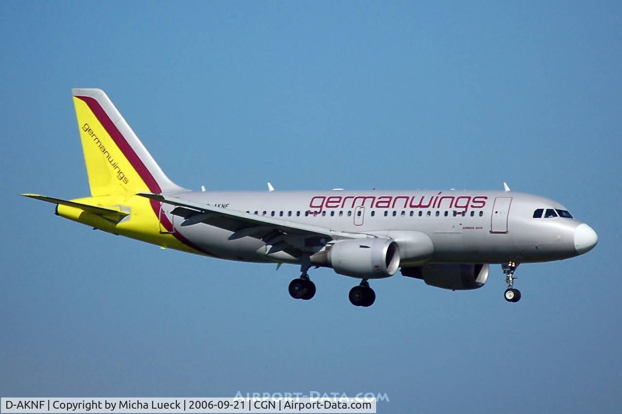 D-AKNF, 1997 Airbus A319-112 C/N 0646, On finals at Cologne/Bonn