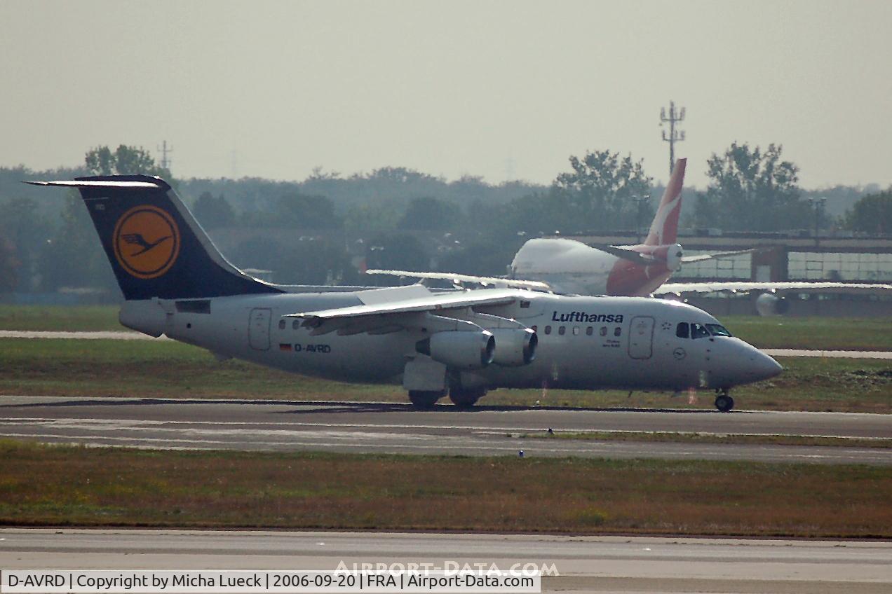 D-AVRD, 1995 British Aerospace Avro 146-RJ85 C/N E.2257, Touch-down in Frankfurt