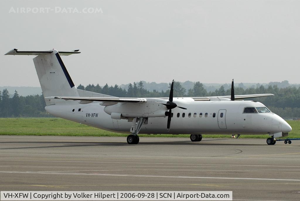 VH-XFW, 1993 De Havilland Canada DHC-8-314 Dash 8 C/N 356, ex Cirrus Dash 8 D-BKIM still at the Cirrus base at SCN but with the new australian registration