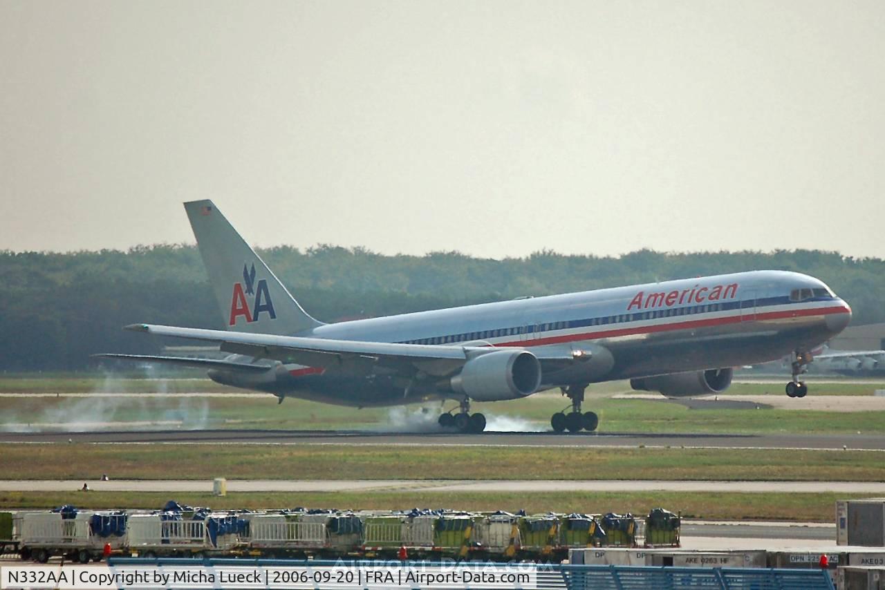 N332AA, 1987 Boeing 767-223 C/N 22331, Burning rubber in Frankfurt