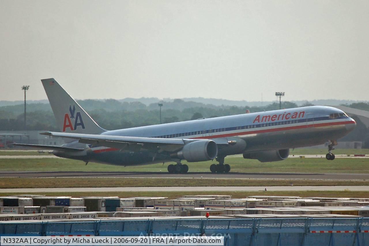 N332AA, 1987 Boeing 767-223 C/N 22331, Touch-down in Frankfurt