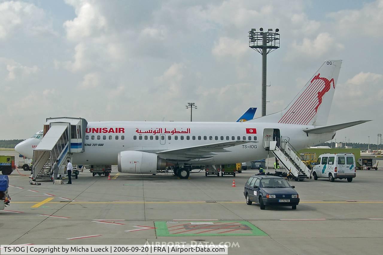 TS-IOG, 1992 Boeing 737-5H3 C/N 26639, Getting ready for departure