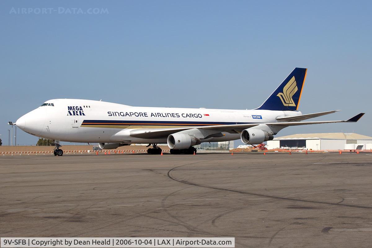 9V-SFB, 1994 Boeing 747-412F/SCD C/N 26561, Singapore Airlines Cargo 9V-SFB parked on the ramp at LAX.