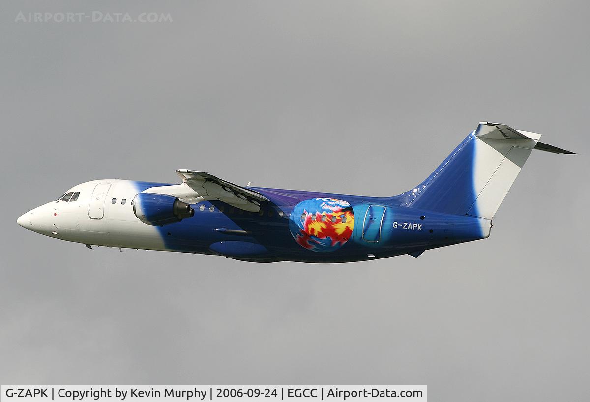 G-ZAPK, 1989 British Aerospace BAe.146-200QC Quick Change C/N E2148, Titan RJ take off 24R