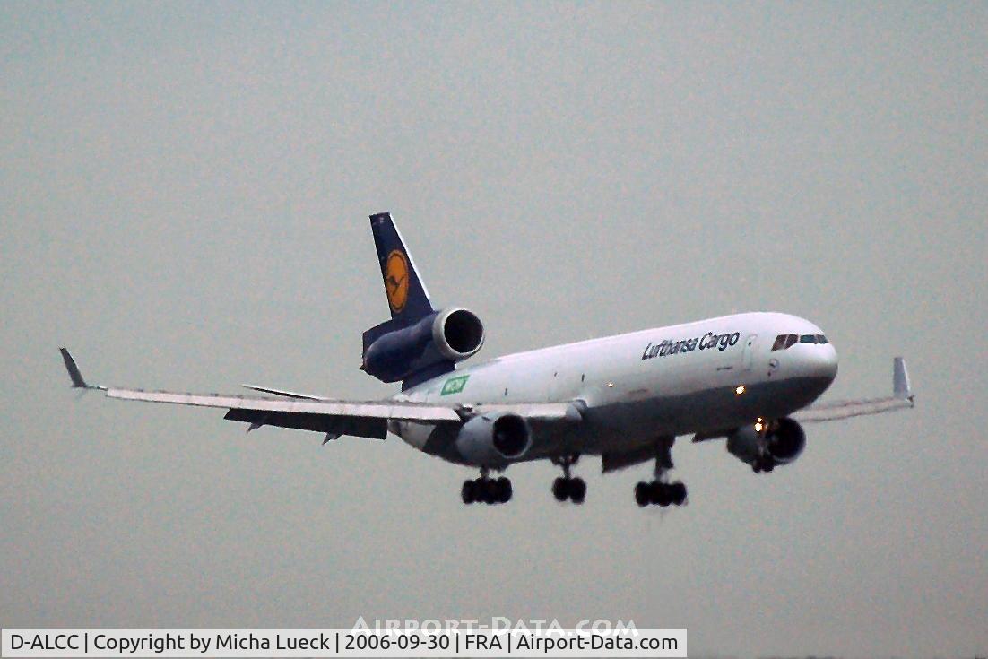 D-ALCC, 1998 McDonnell Douglas MD-11F C/N 48783, On finals at Frankfurt