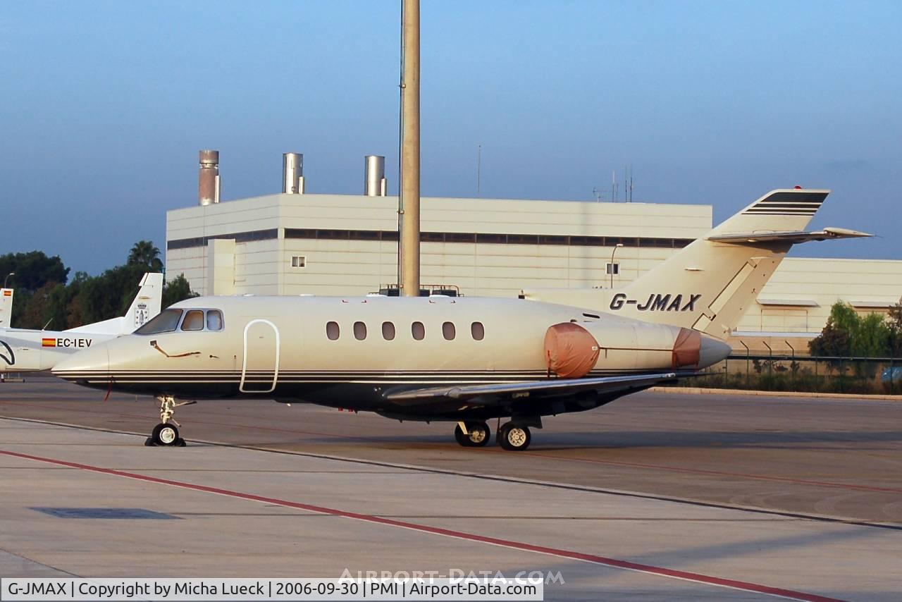 G-JMAX, 1999 Raytheon Hawker 800XP C/N 258456, Parked at an outer position at Palma de Mallorca