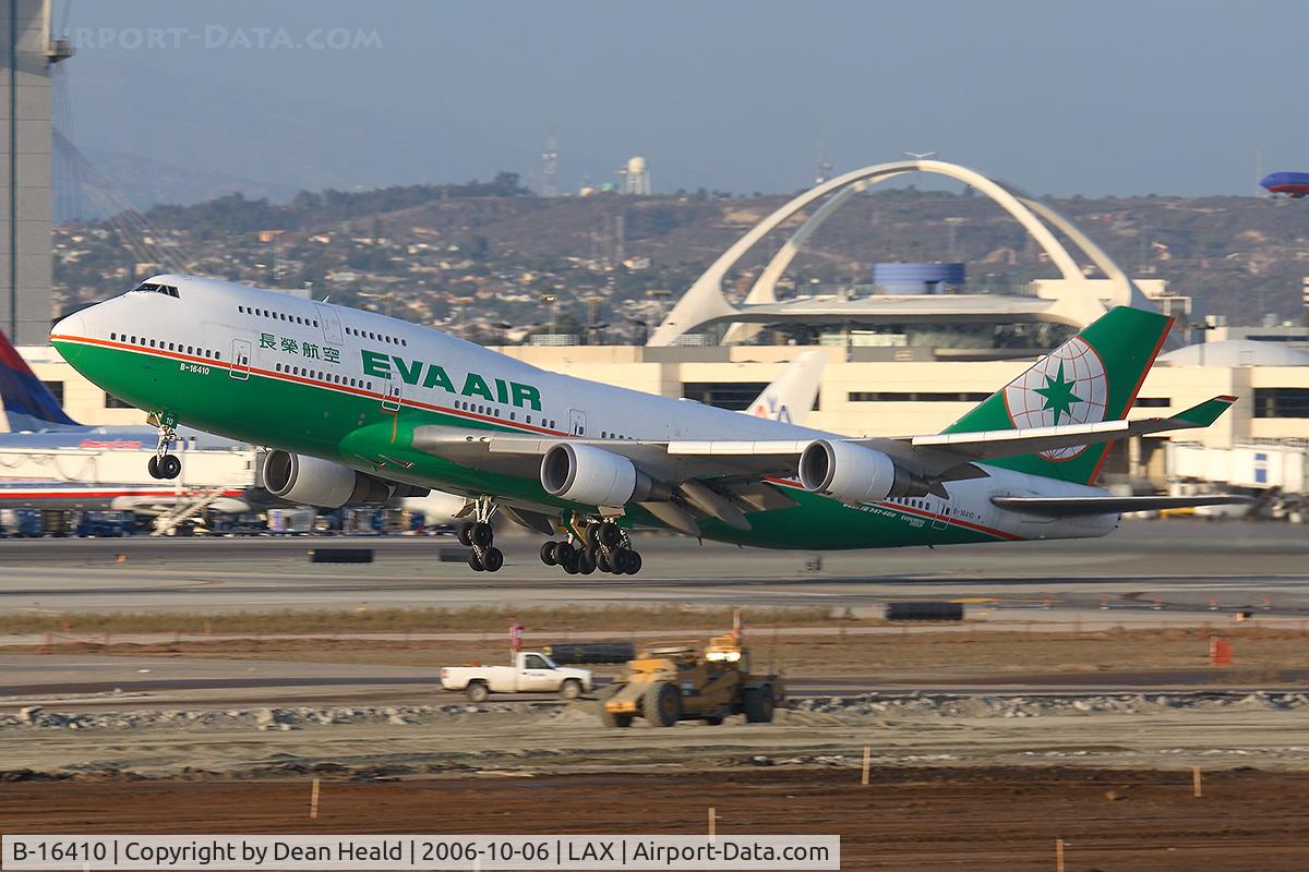 B-16410, 1997 Boeing 747-45E C/N 29061, EVA AIR B-16410 (FLT EVA11) departing RWY 25R enroute to Chiang Kai Shek Int'l (RCTP).