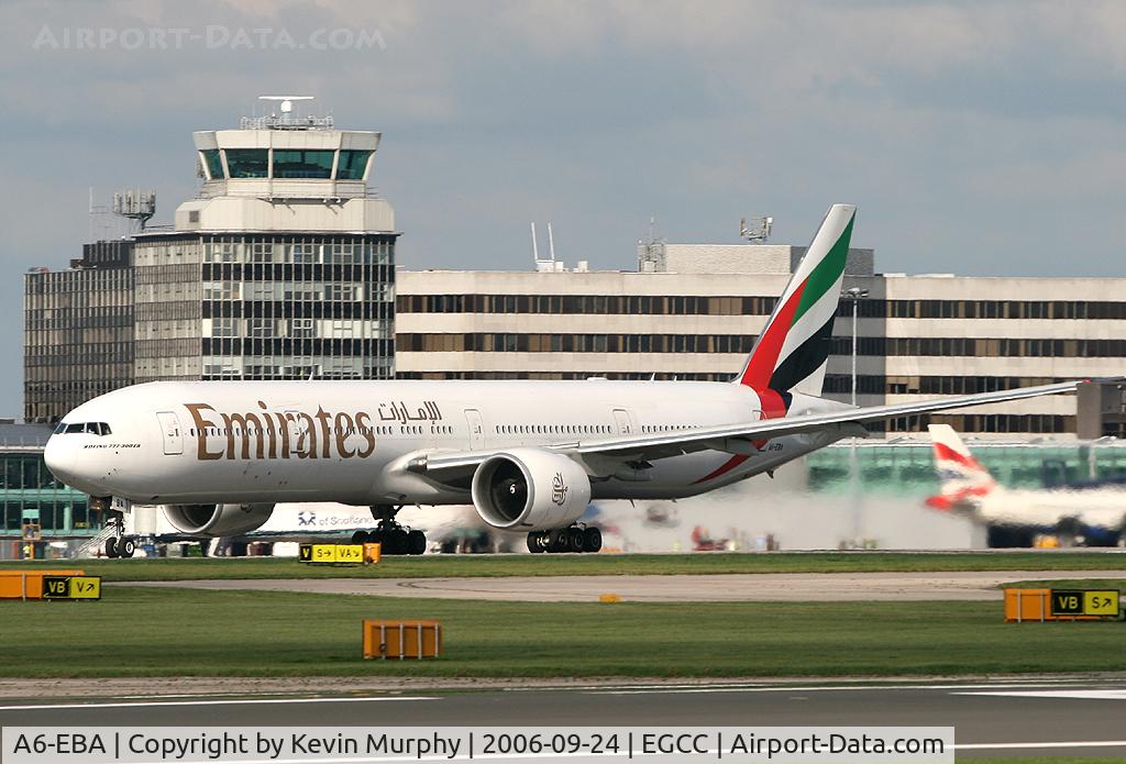 A6-EBA, 2005 Boeing 777-31H/ER C/N 32706, Emirates 777 arriving on 24R
