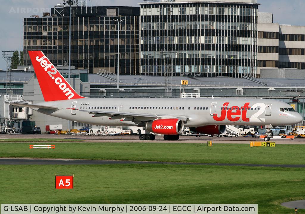 G-LSAB, 1988 Boeing 757-27B C/N 24136, Jet 2 757 passing the terminal