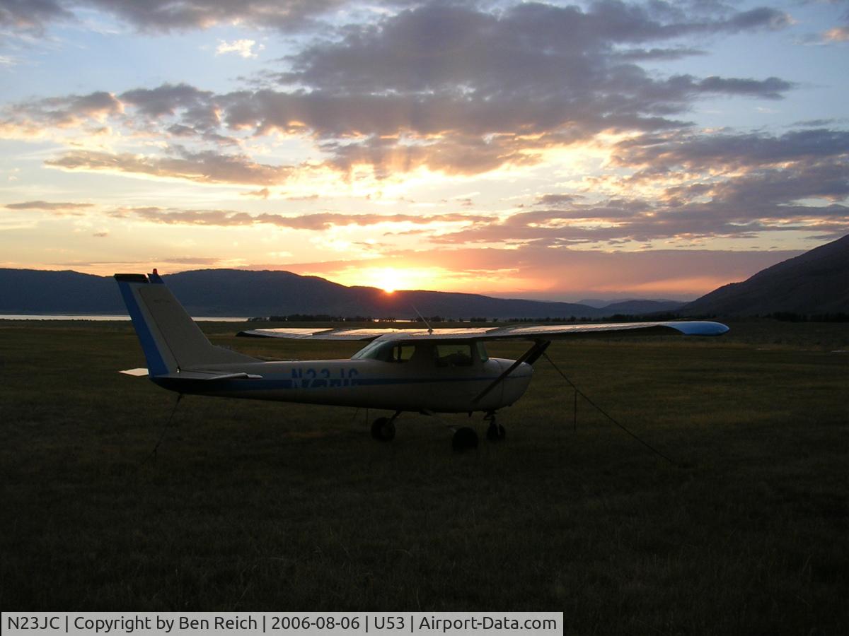 N23JC, 1967 Cessna 150H C/N 15068033, Juilet-Charlie sitting proud for a night at Henry's Lake, ID