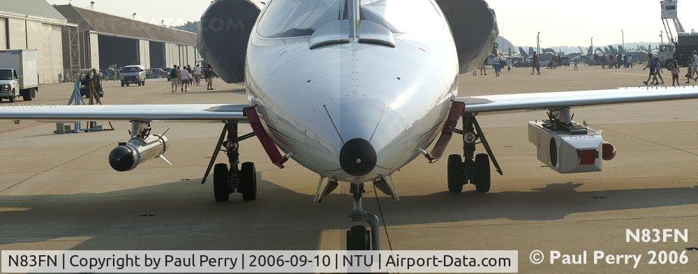 N83FN, 1975 Gates Learjet 36 C/N 007, Composite photo to showcase the stores: an ECM pod on the starboard, and a towed target on the port wing