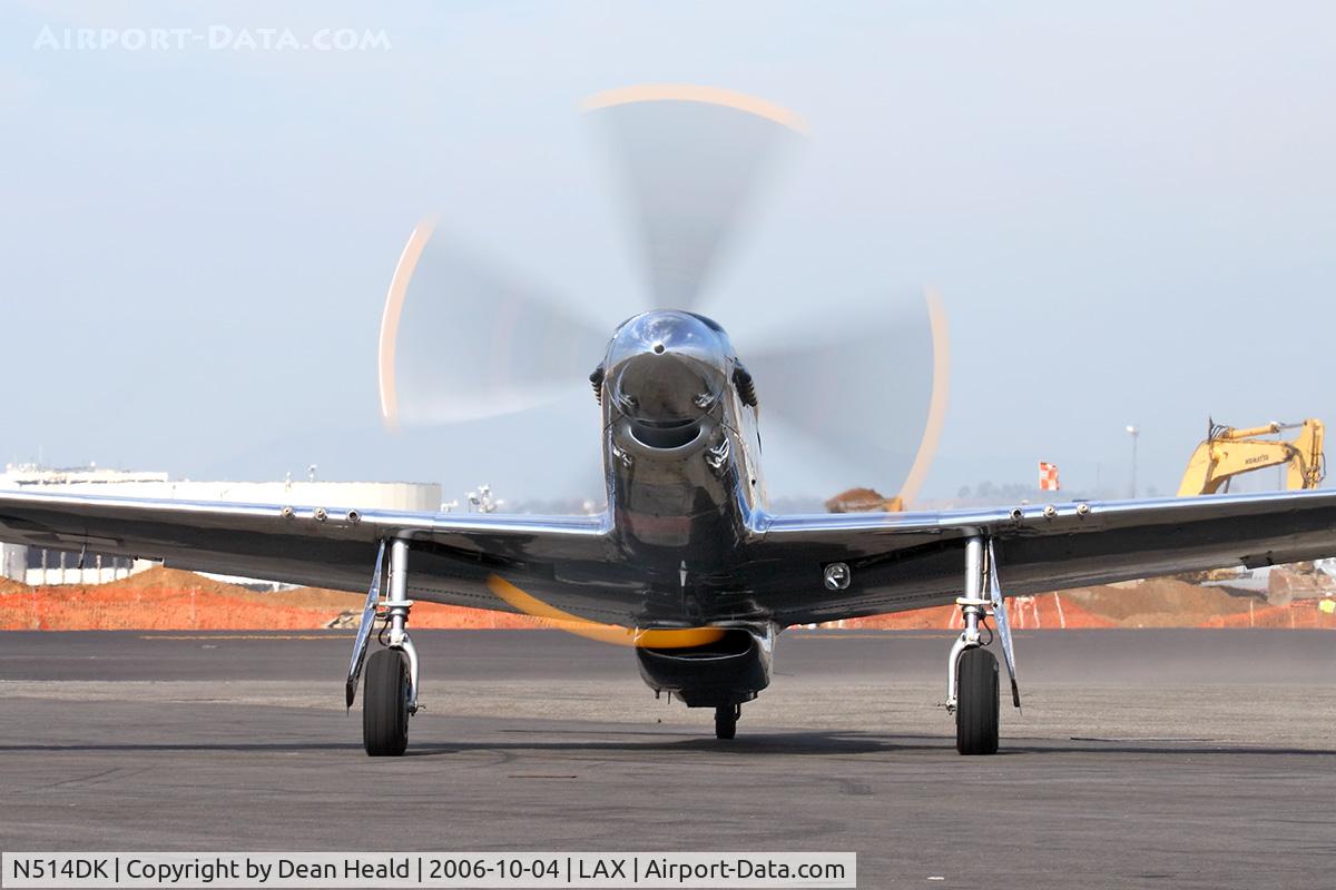 N514DK, 1945 North American P-51D Mustang C/N 45-11558, 1945 North American P-51D N514DK arriving at the Flight Path Museum at LAX for the fund-raising gala.