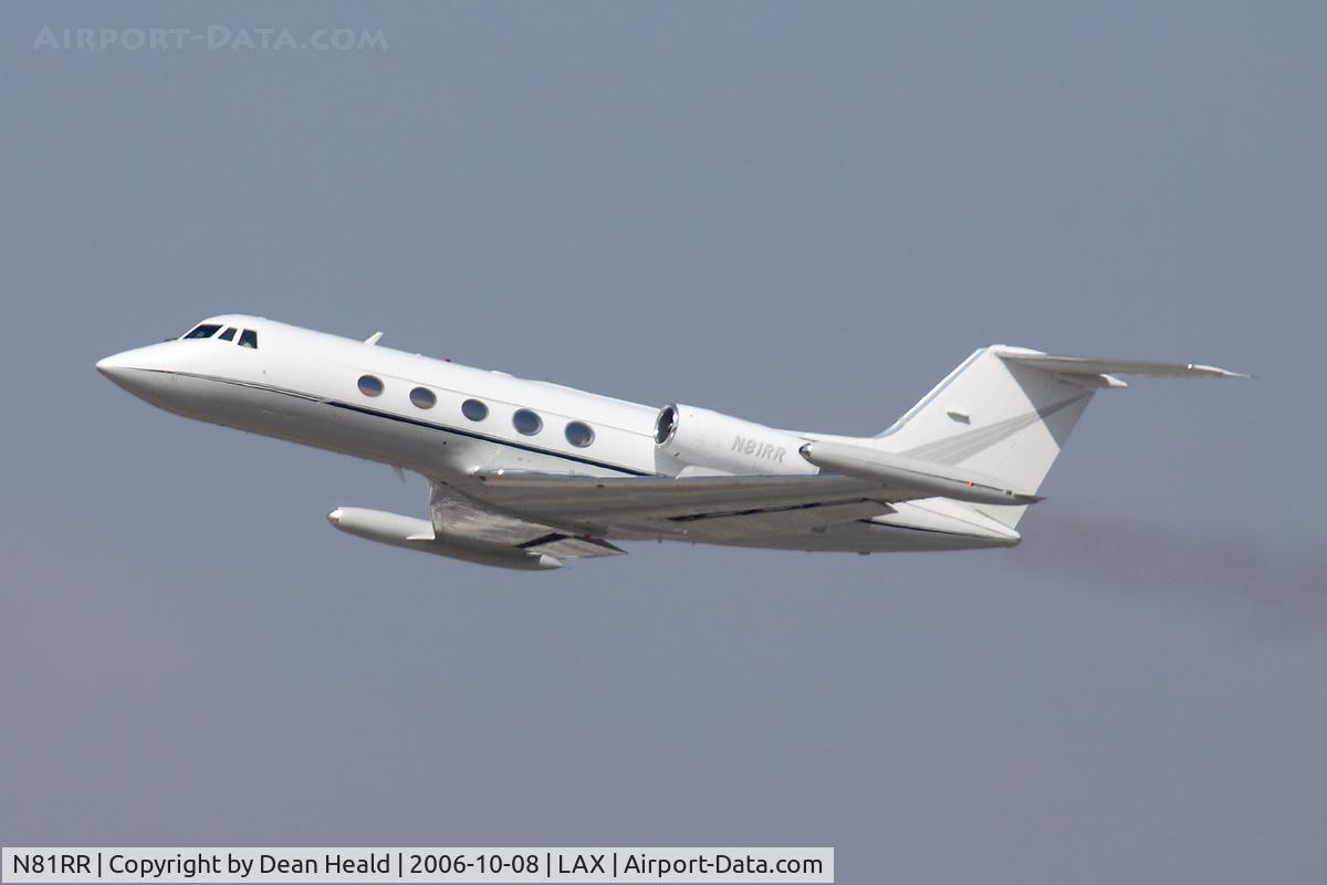 N81RR, 1979 Grumman G-1159 Gulfstream II-TT C/N 246, 1986 Gulfstream G-2TT N81RR climbing out from RWY 25R enroute to Manassas Regional Harry P Davis Field (KHEF).