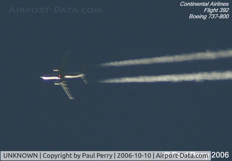UNKNOWN, Contrails Various C/N Unknown, Continental headed to Florida, near sunset in North Carolina