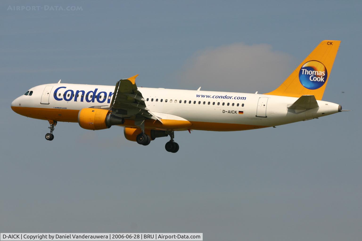 D-AICK, 2001 Airbus A320-212 C/N 1416, descending to rwy 25L