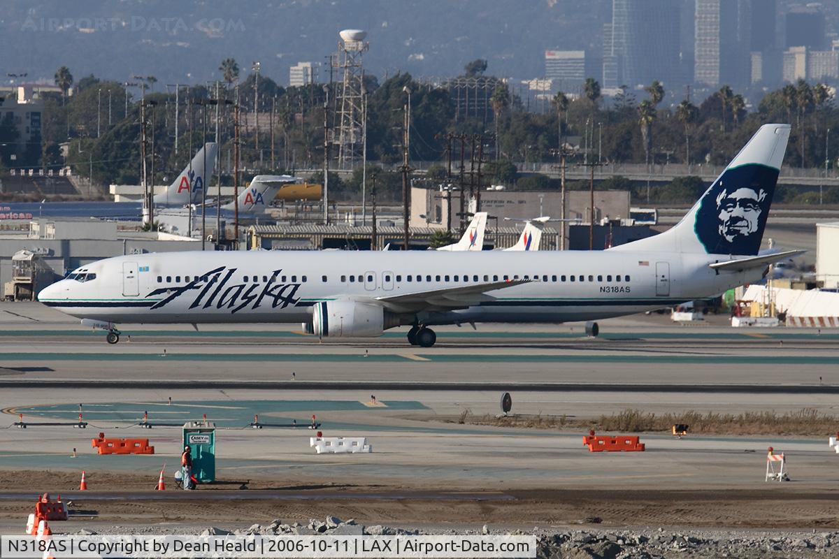 N318AS, 2003 Boeing 737-990 C/N 30018, Alaska Airlines N318AS (FLT ASA279) taxiing to the remote terminal after arrival from Los Cabos Int'l (MMSD).