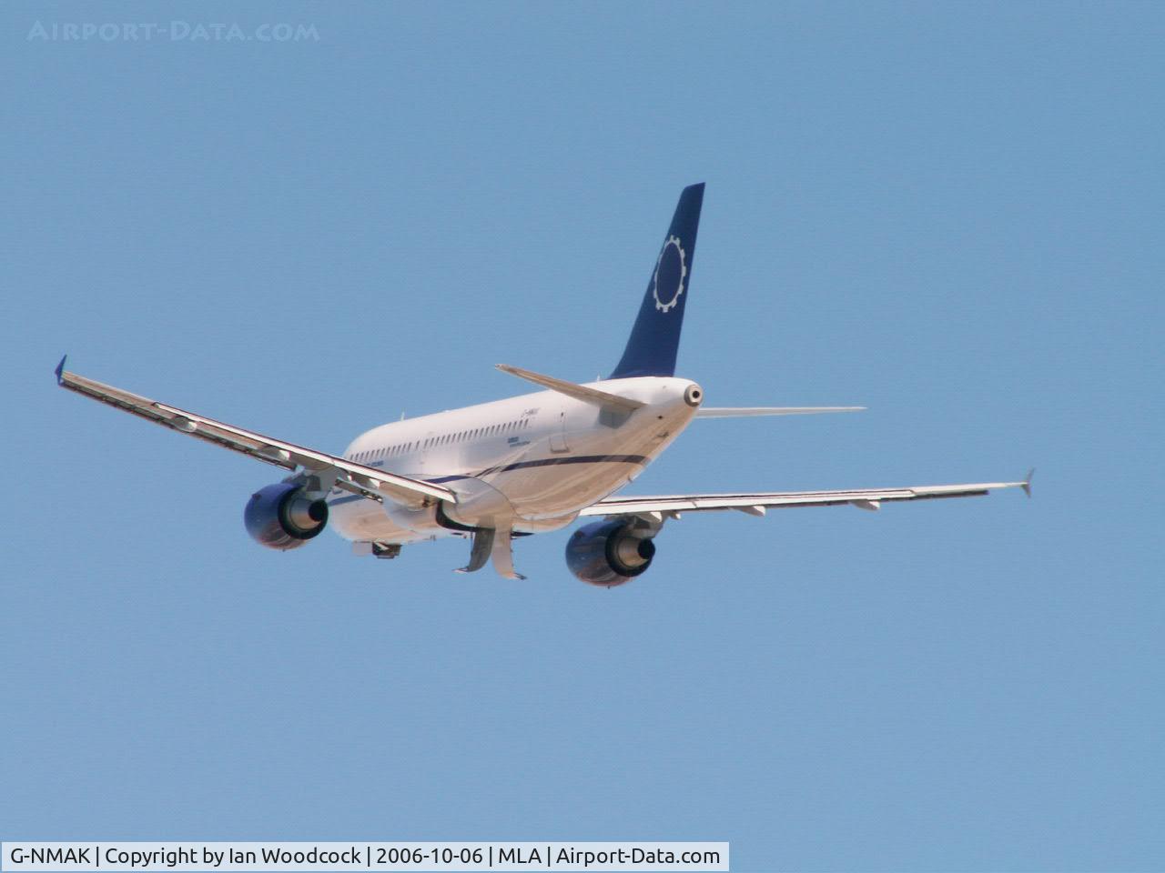 G-NMAK, 2005 Airbus A319-115 C/N 2550, A319-115 departing Luqa-Malta