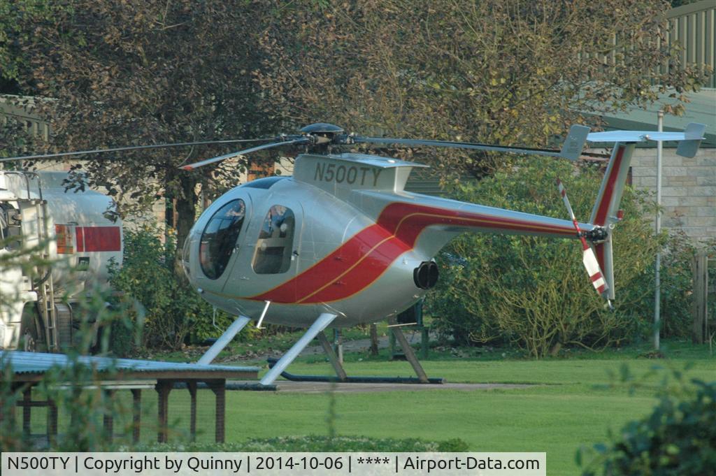 N500TY, 1984 Hughes 369E C/N 0086E, Private landing site in Cheshire England UK.