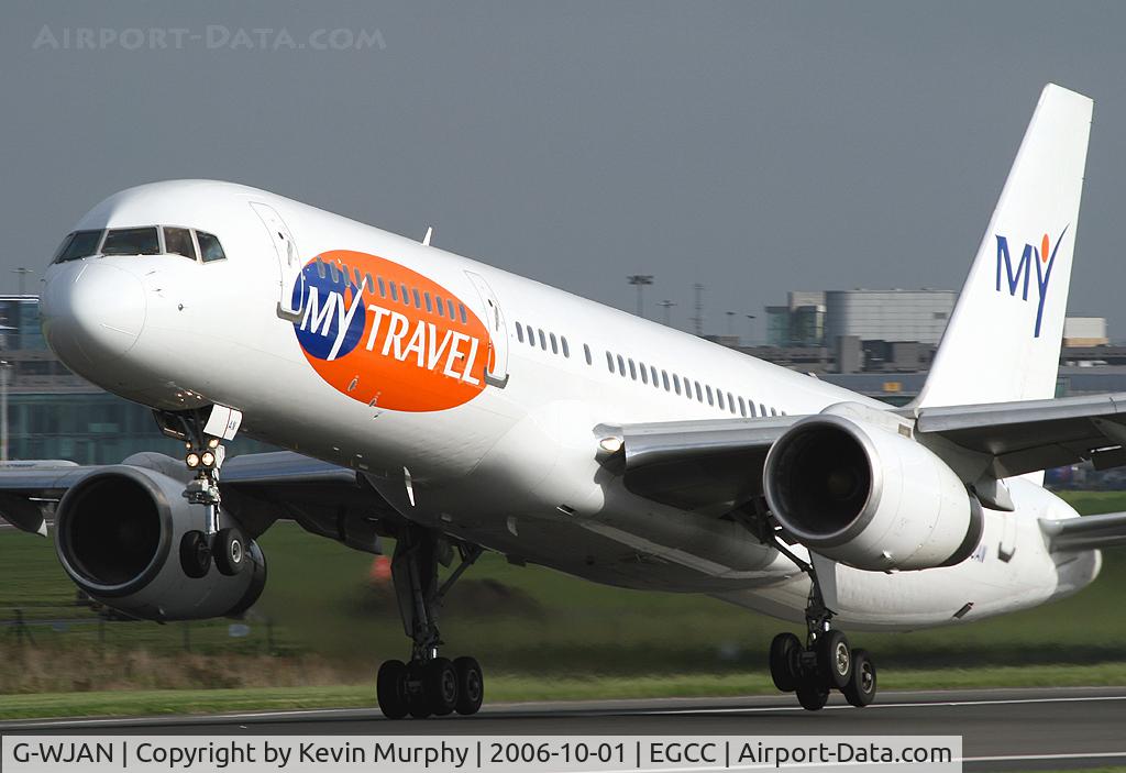 G-WJAN, 1997 Boeing 757-21K C/N 28674, Cross wind take off.