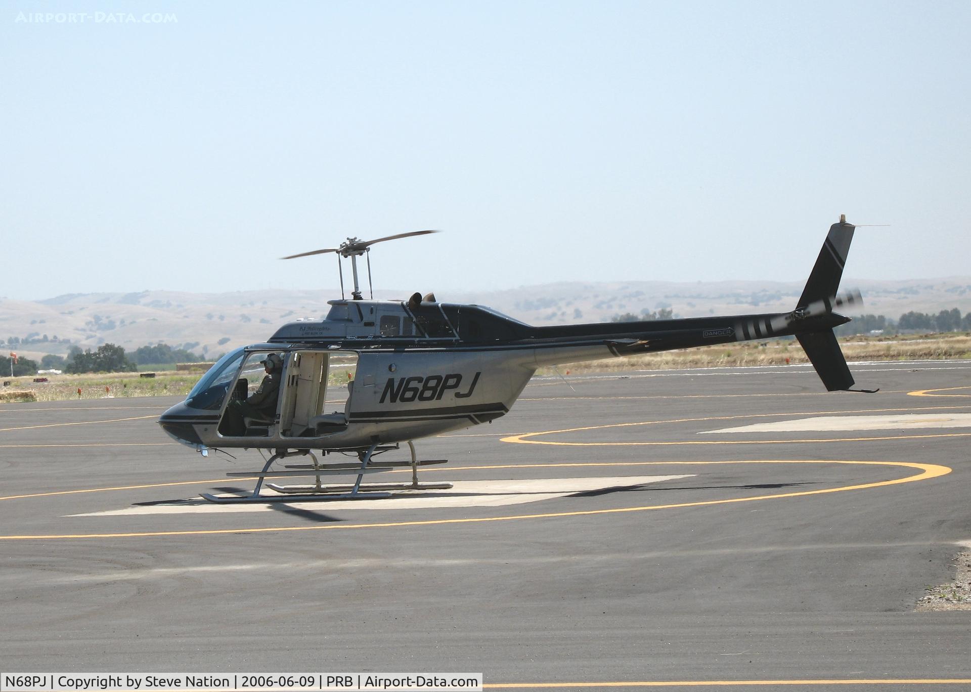 N68PJ, 1981 Bell 206B-3 JetRanger III C/N 3384, PJ Helicopters 1981 Bell 206B touches down @ Paso Robles Municipal, CA