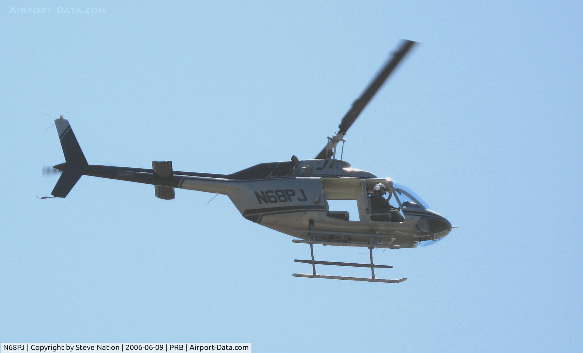 N68PJ, 1981 Bell 206B-3 JetRanger III C/N 3384, PJ Helicopters 1981 Bell 206B departing for fire base @ Paso Robles Municipal, CA