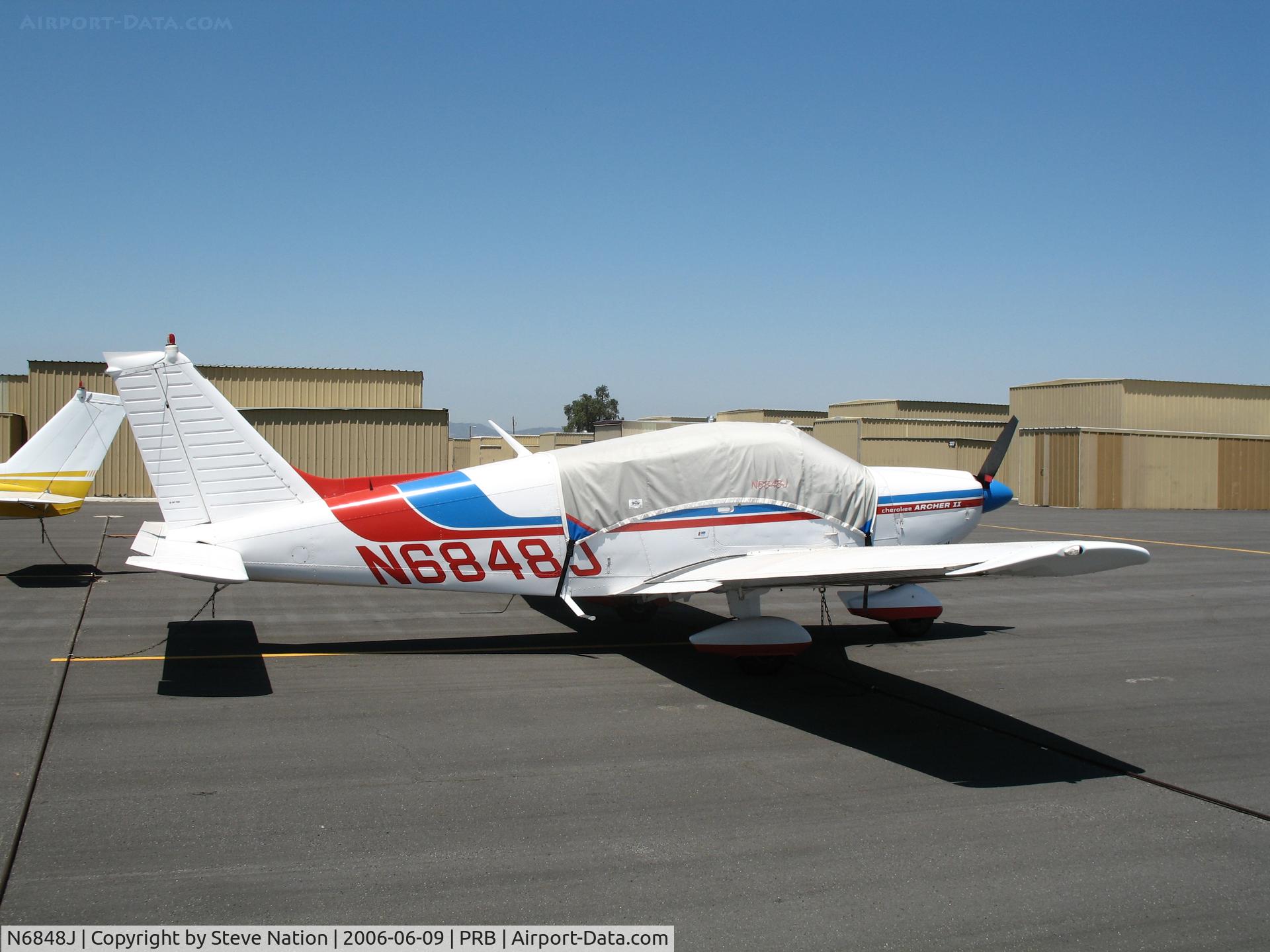 N6848J, 1976 Piper PA-28-181 Archer II C/N 28-7690409, 1976 Piper PA-28-181 with cockpit covered @ Paso Robles Municipal, CA