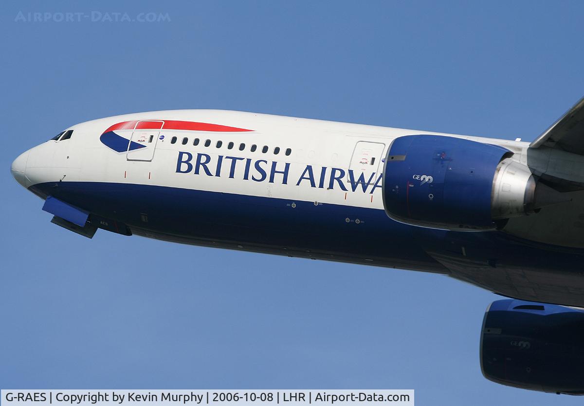 G-RAES, 1997 Boeing 777-236 C/N 27491, BA 777 leaving 27L.