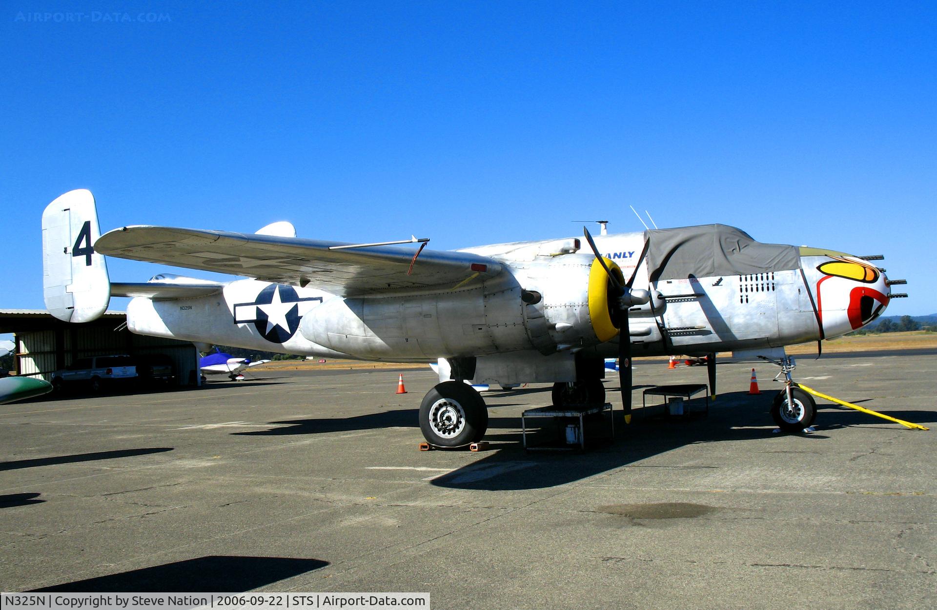 N325N, 1945 North American B-25J-30/32-NC Mitchell Mitchell C/N 108-47452, Mitchell Mania LLC  Tanker #4 (mission marks) @ Sonoma County Airport (Santa Rosa), CA