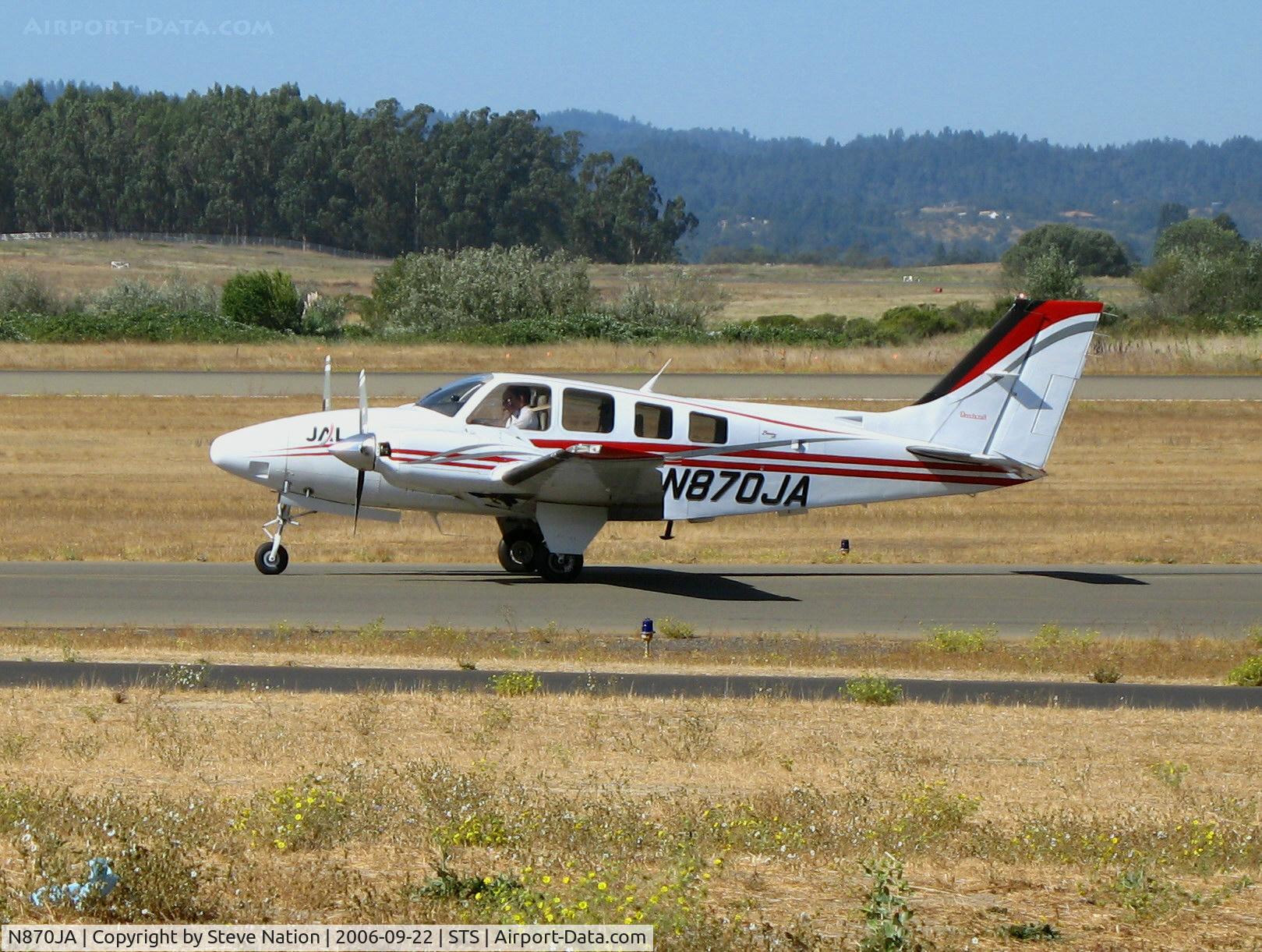 N870JA, 2002 Raytheon Aircraft Company 58 C/N TH-2036, JAL (air training) 2002 Raytheon 58 taxying @ Sonoma County Airport (Santa Rosa), CA