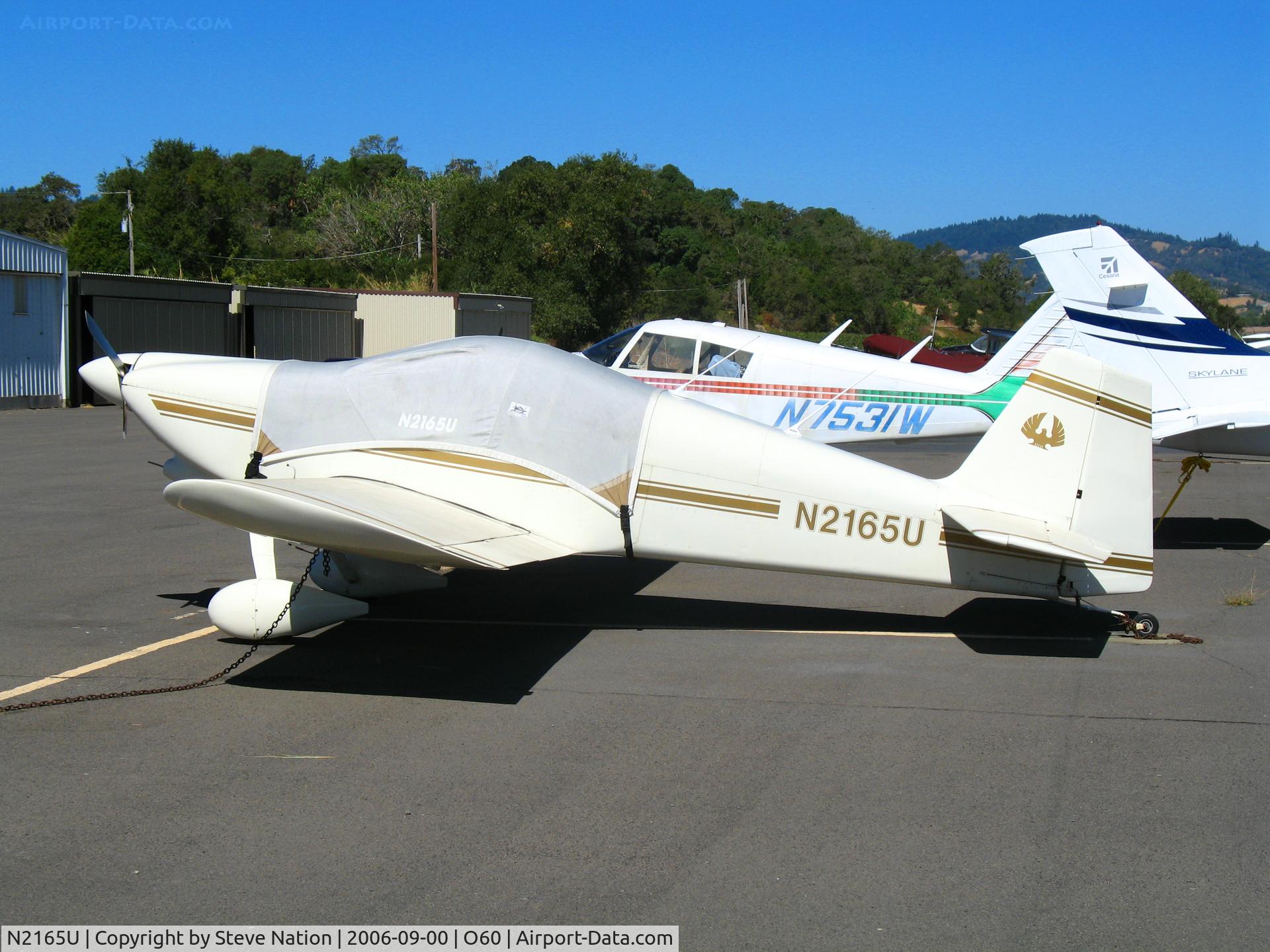 N2165U, 1991 Vans RV-6 C/N 20495, 1991 Snider VANS RV-6 with canopy cover @ Cloverdale Airport, CA