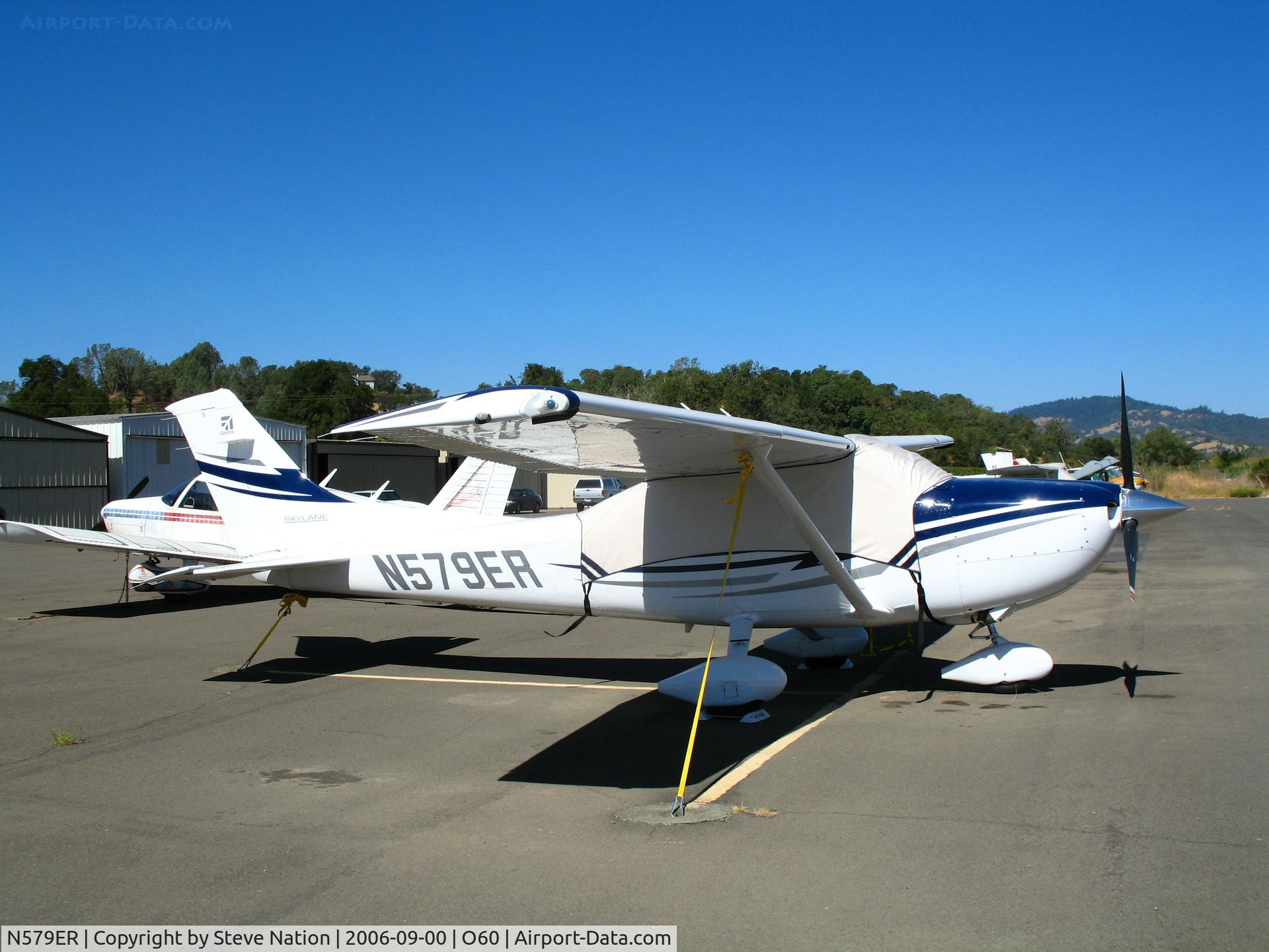 N579ER, 2005 Cessna 182T Skylane C/N 18281599, 2005 Cessna 182T with cockpit cover @ Cloverdale Airport, CA