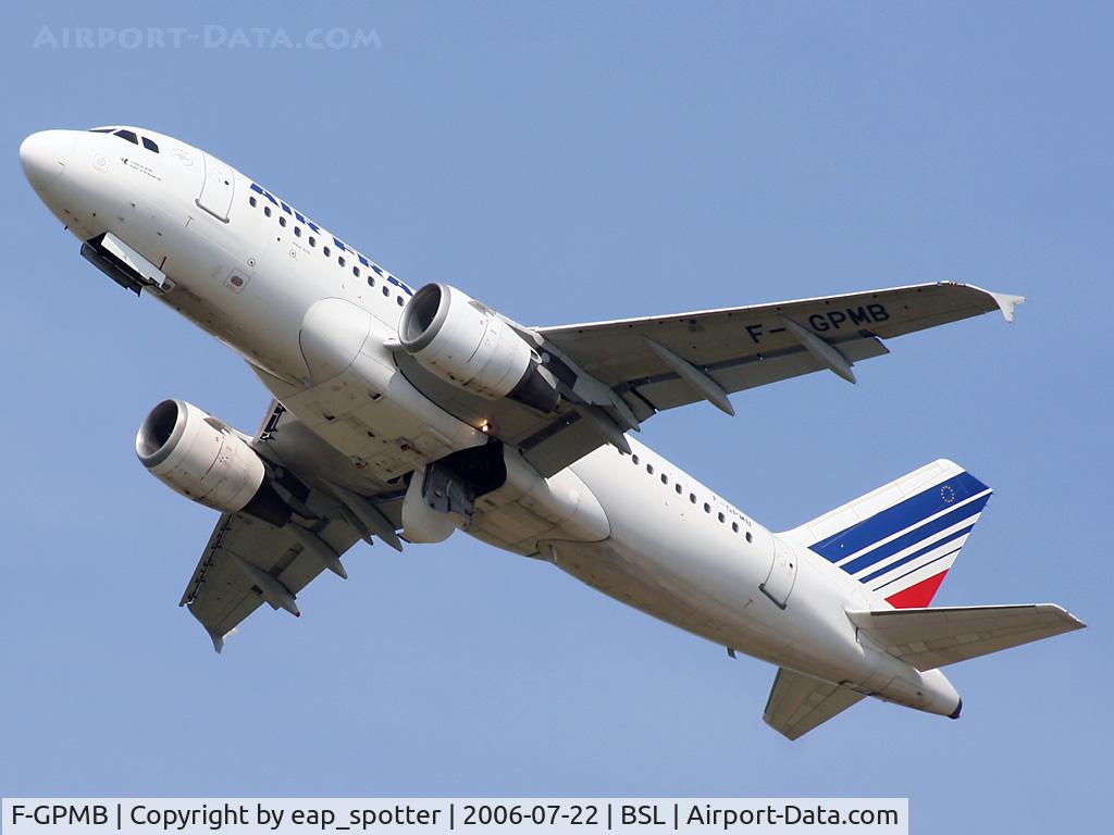 F-GPMB, 1996 Airbus A319-113 C/N 600, departing on runway 16 outbound to Paris Orly