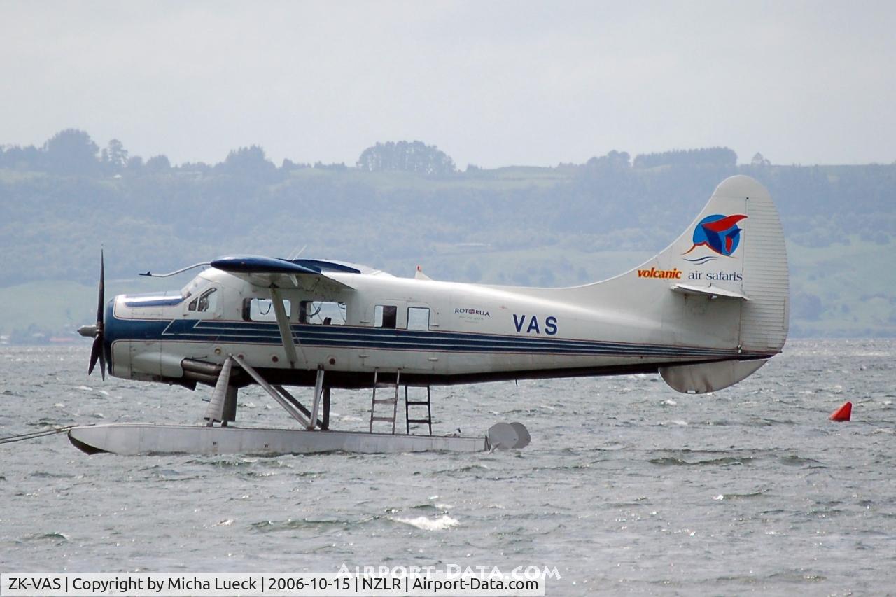 ZK-VAS, 1954 De Havilland Canada DHC-3 Otter Otter C/N 35, Volcanic Air Safaris - moored on Lake Rotorua, New Zealand