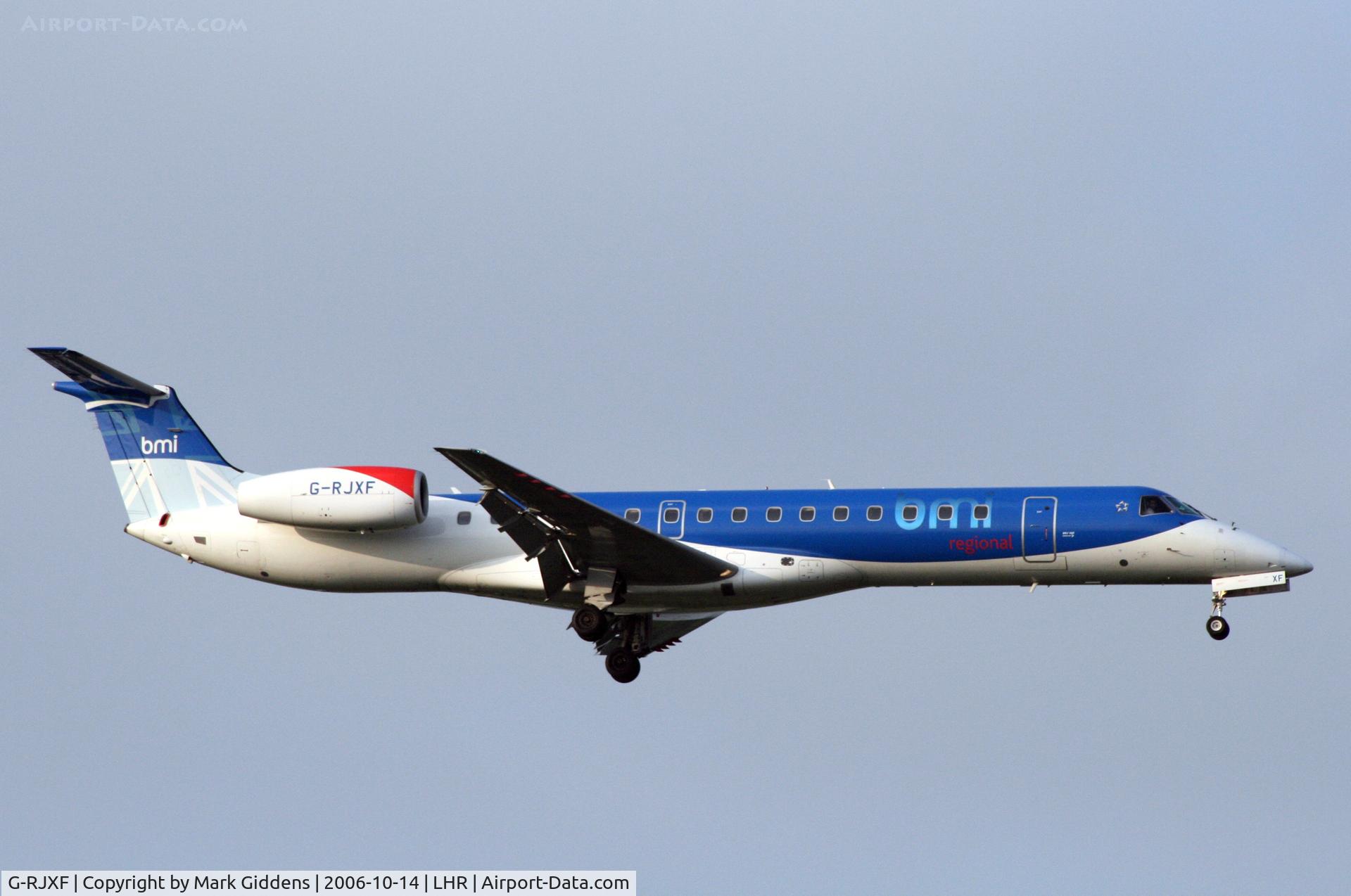 G-RJXF, 2000 Embraer EMB-145EP (ERJ-145EP) C/N 145280, BMI Regional Embraer 145 just about to land on runway 09L at London Heathrow