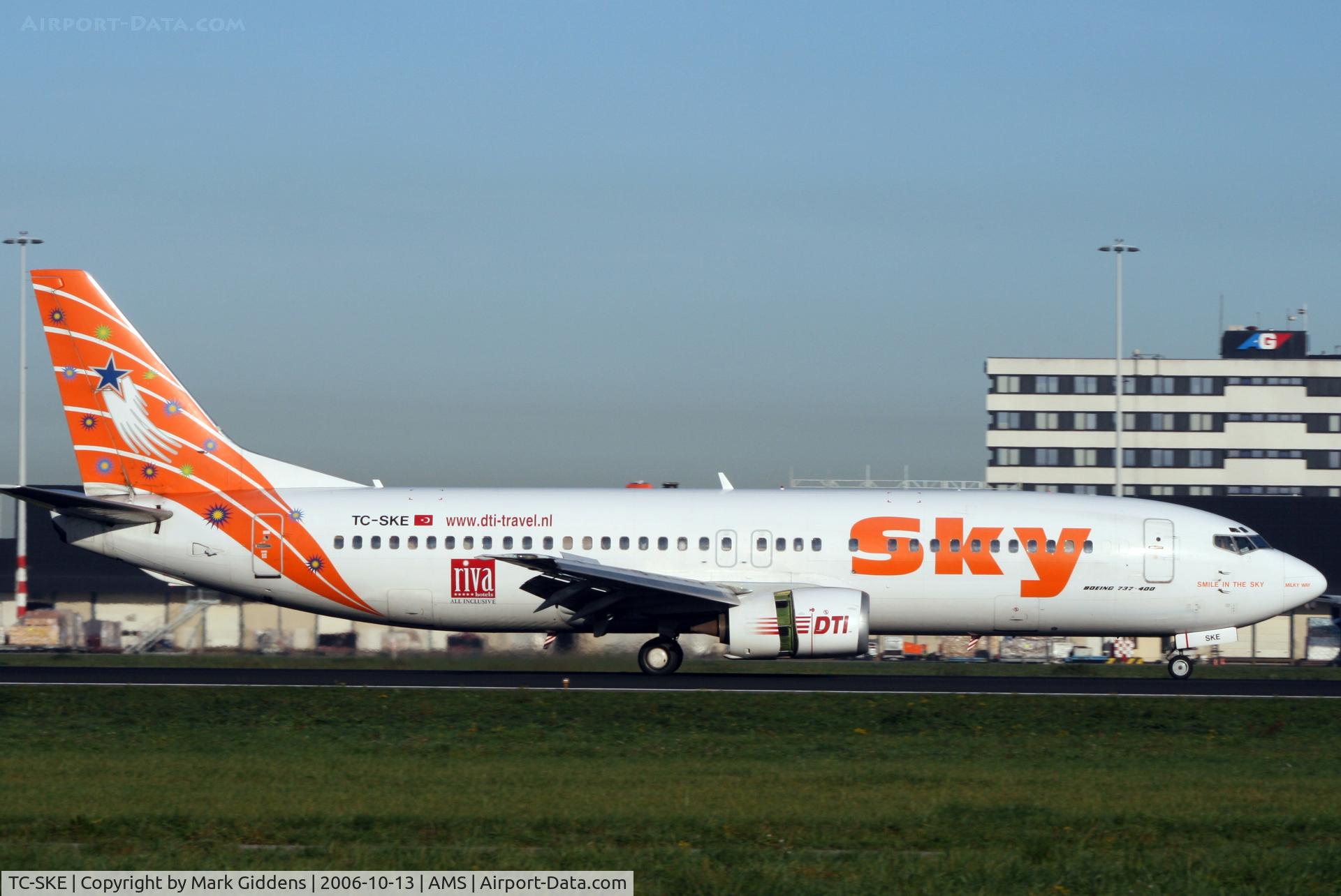 TC-SKE, 1992 Boeing 737-4Q8 C/N 25163, Sky Airlines Boeing 737-4Q8 at Amsterdam