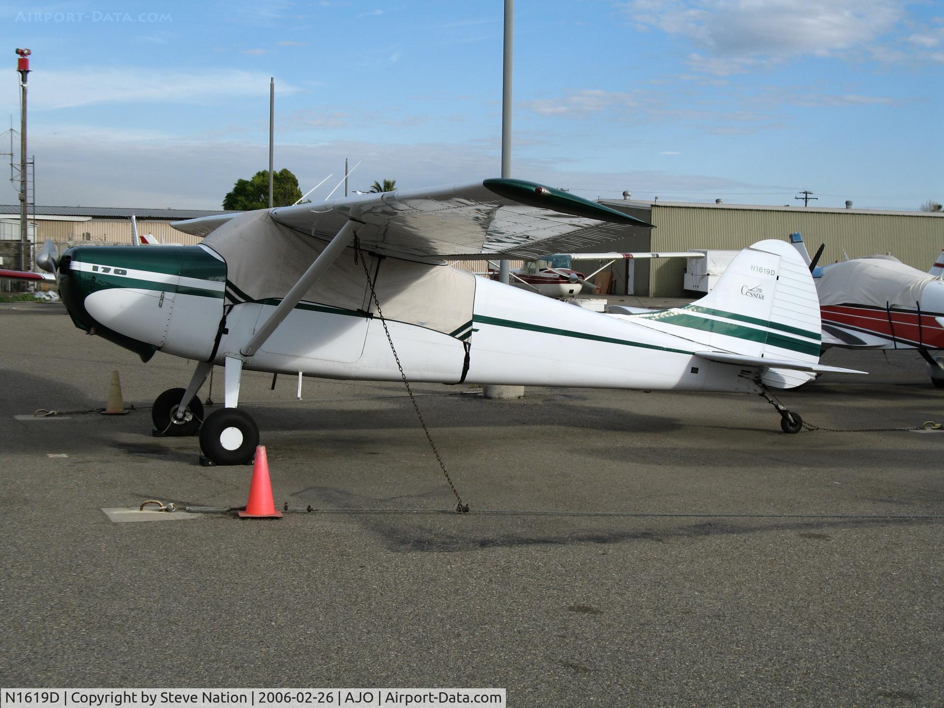 N1619D, 1951 Cessna 170A C/N 20261, 1951 Cessna 170A with cockpit cover @ Corona Municipal Airport, CA from Big Bear, CA