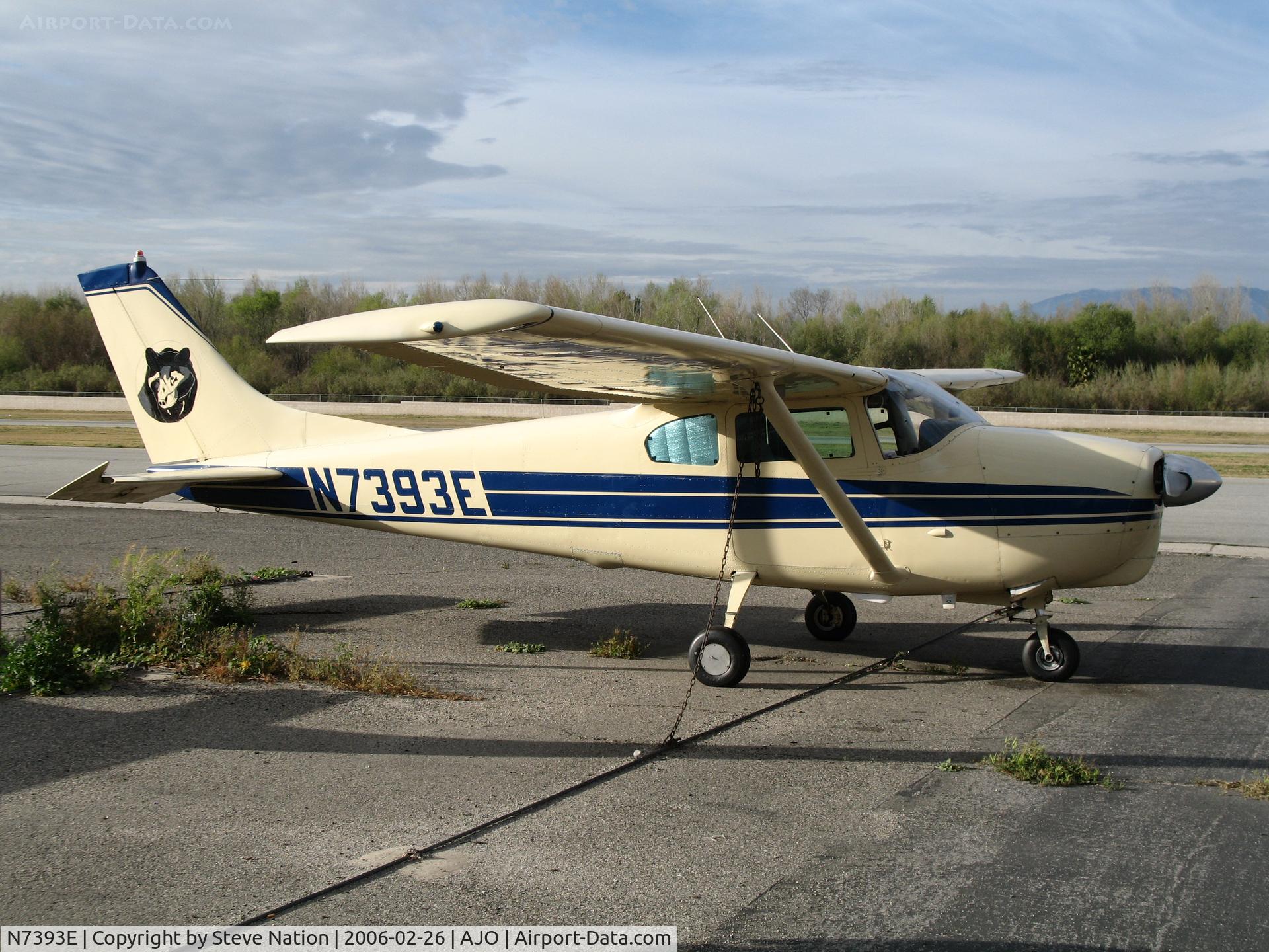 N7393E, 1960 Cessna 210 C/N 57093, 1960 Cessna 210 with Bear TL and CAL-Berkeley @ Corona Municipal Airport, CA